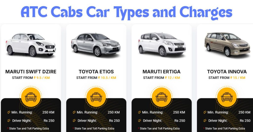ATC Cabs Car Types and Charges